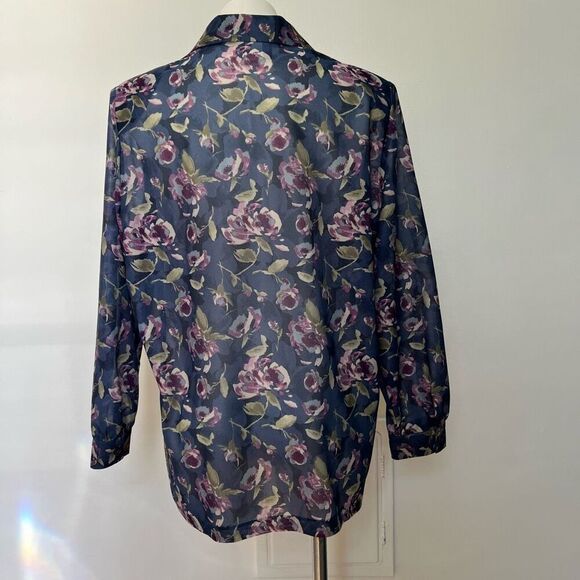 Blair Vintage 90a floral shoulder pad button down - Picture 9 of 11